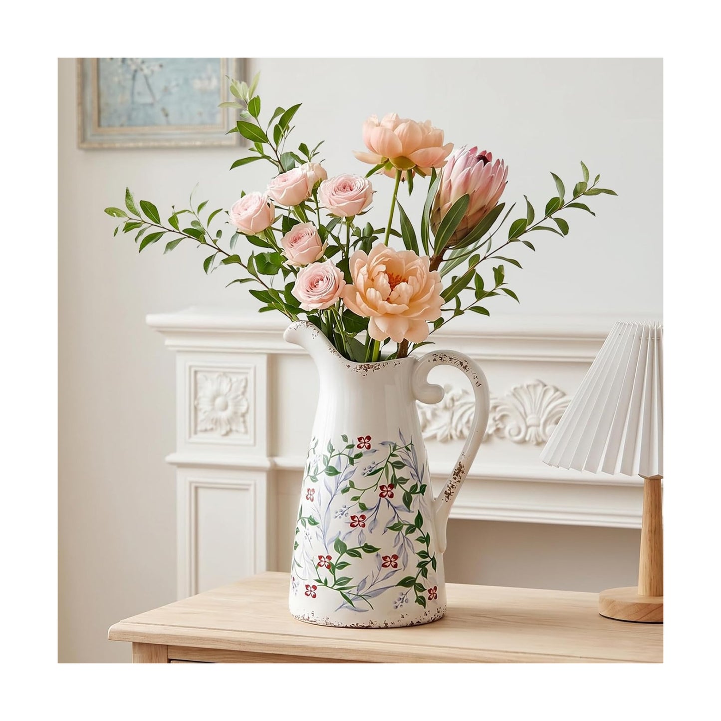 Vintage Floral Vase / 10 Inch