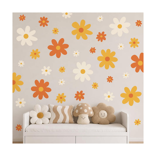 Large Daisy Wall Decals / Groovy / Set of 52