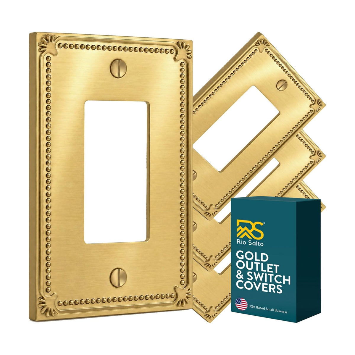Rio Salto Rocker Light Switch Cover Plate Decorator Paddle GFCI Outlet Covers Wall Plates 1 Gang Brushed Brass Gold