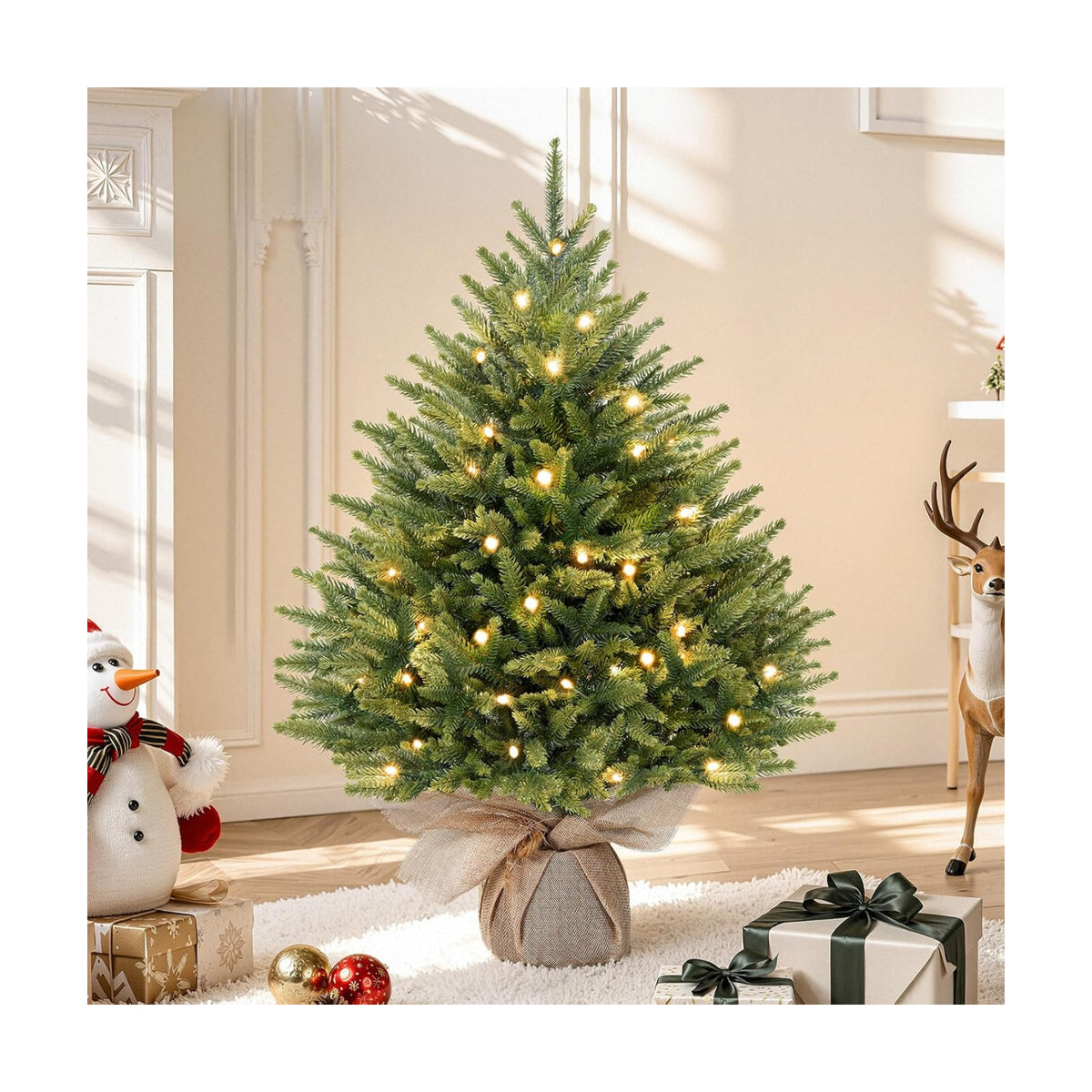 Alupssuc 2ft Prelit Artificial Mini Christmas Tree for Tabletop Desk Decor