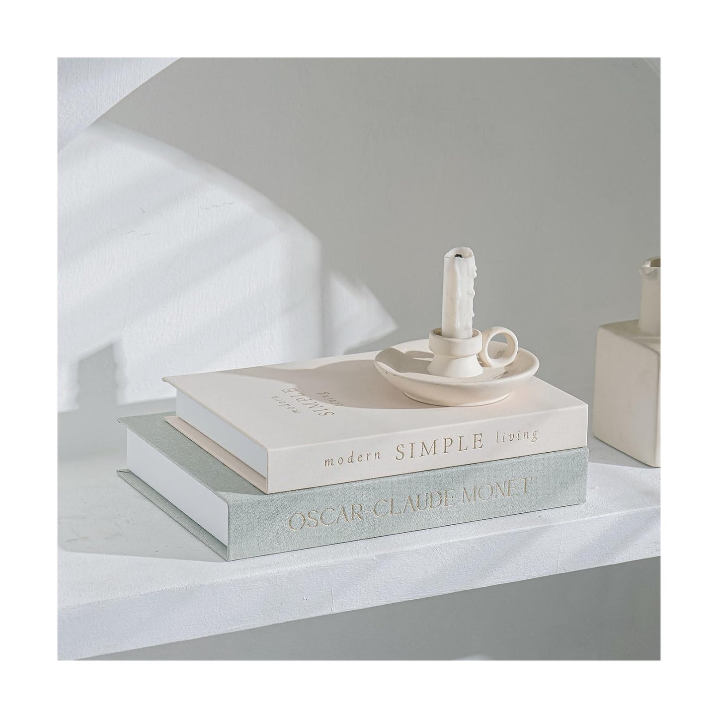 Linen Hardcover Decorative Books / Sage Beige / Set of 2