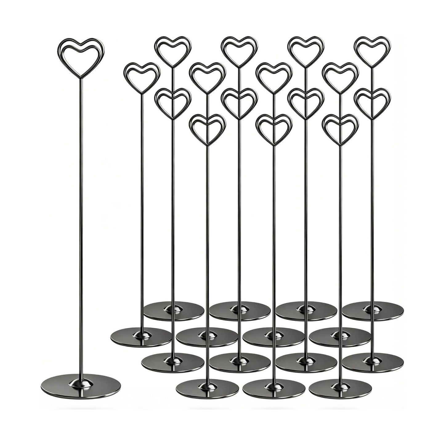Urban Deco 16PK Heart Table Number Holders Place Card Holders 12 Inch Table Card Holders Steel Card Holders for Photos