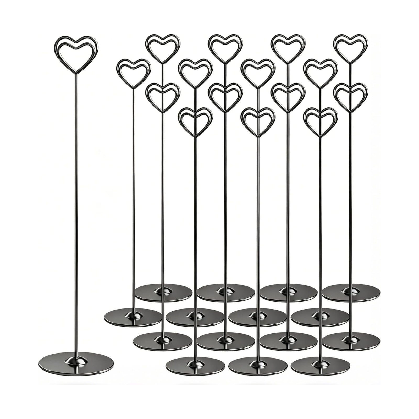 Urban Deco 16PK Heart Table Number Holders Place Card Holders 12 Inch Table Card Holders Steel Card Holders for Photos