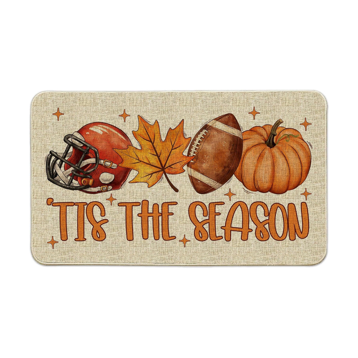 Hexagram Fall Door Mat, Fall Football Pumpkin Front Door Mat Outdoor Rug