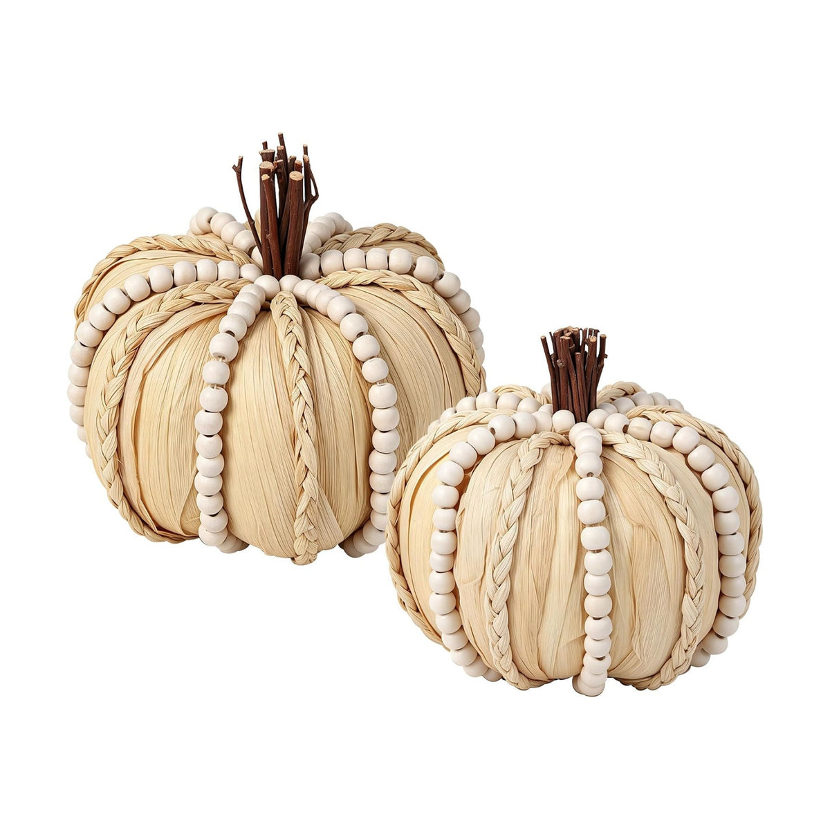 Lulu Home 2 Pcs Handwoven Pumpkins Fall Decor