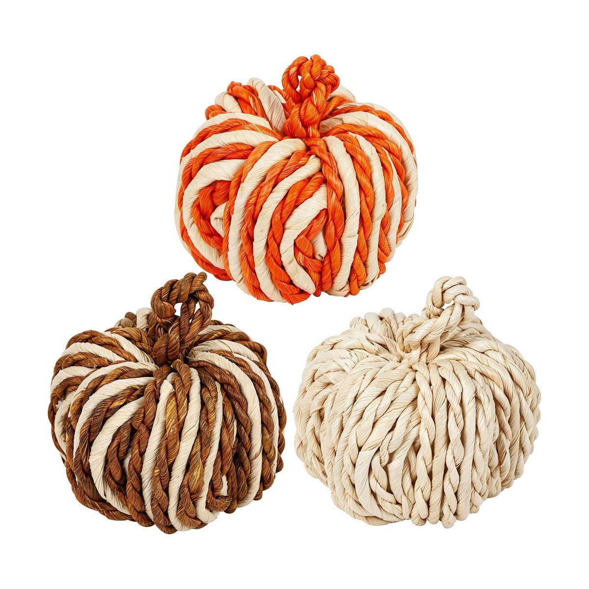 Lulu Home Set of 3 Handwoven Pumpkins Decor