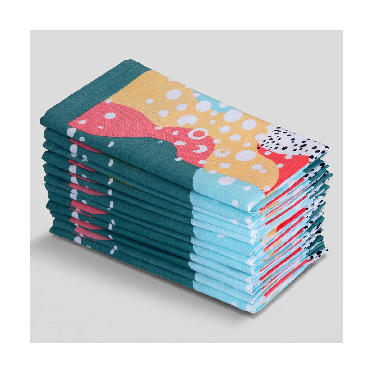 FINGERCRAFT Cloth Napkins Set of 12, 100% Cotton, 20x20 Inch Pastel Splash | Mitered corner, washable, soft, absorbent