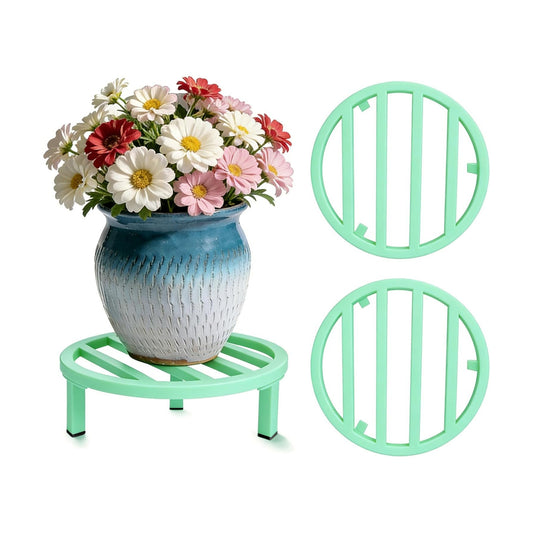 3 Pack 12 Inch Metal Plant Stands Outdoor Indoor Riser,Mint Green | 240 LBS Capacity,Short and Low-Profile,Rugged and