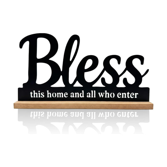 Metal Bless This Home Sign for Tabletop Decor / Black-bless / 11.6 Inch