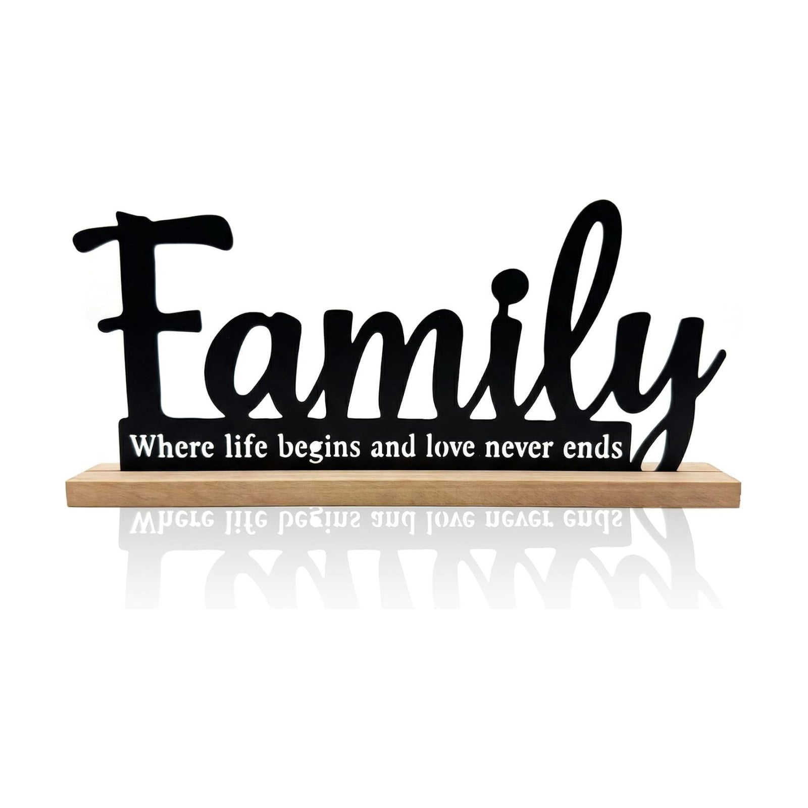 Metal Family Sign for Tabletop Decor / Black-family / 11.6 Inch