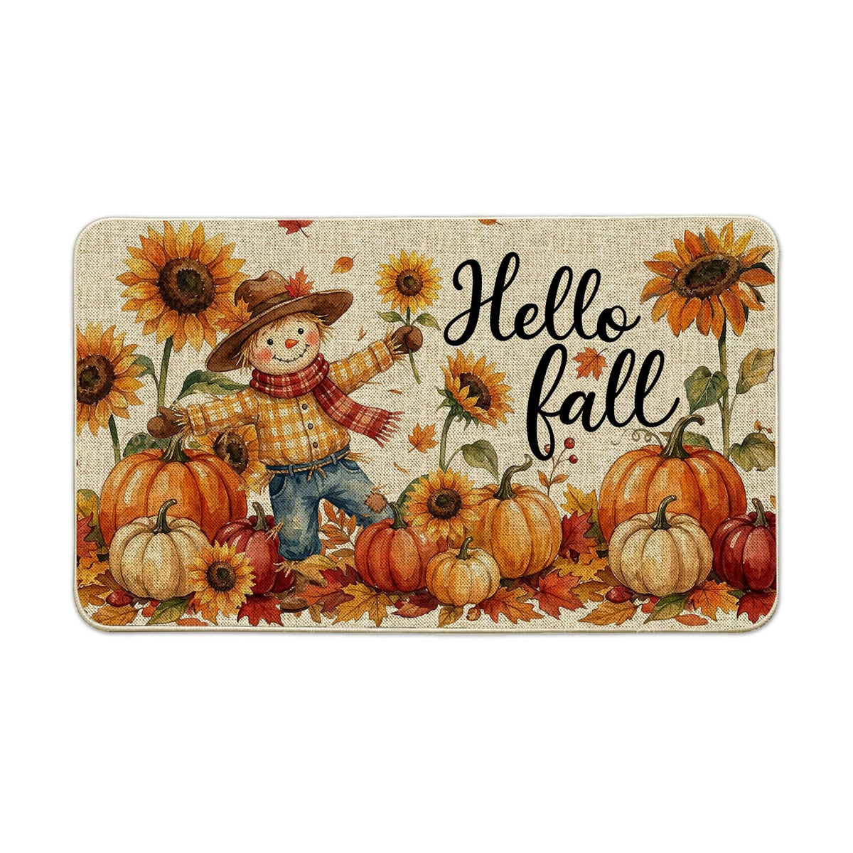 Hexagram Hello Pumpkin Fall Door Mat, Fall Doormat 17x29 Inch