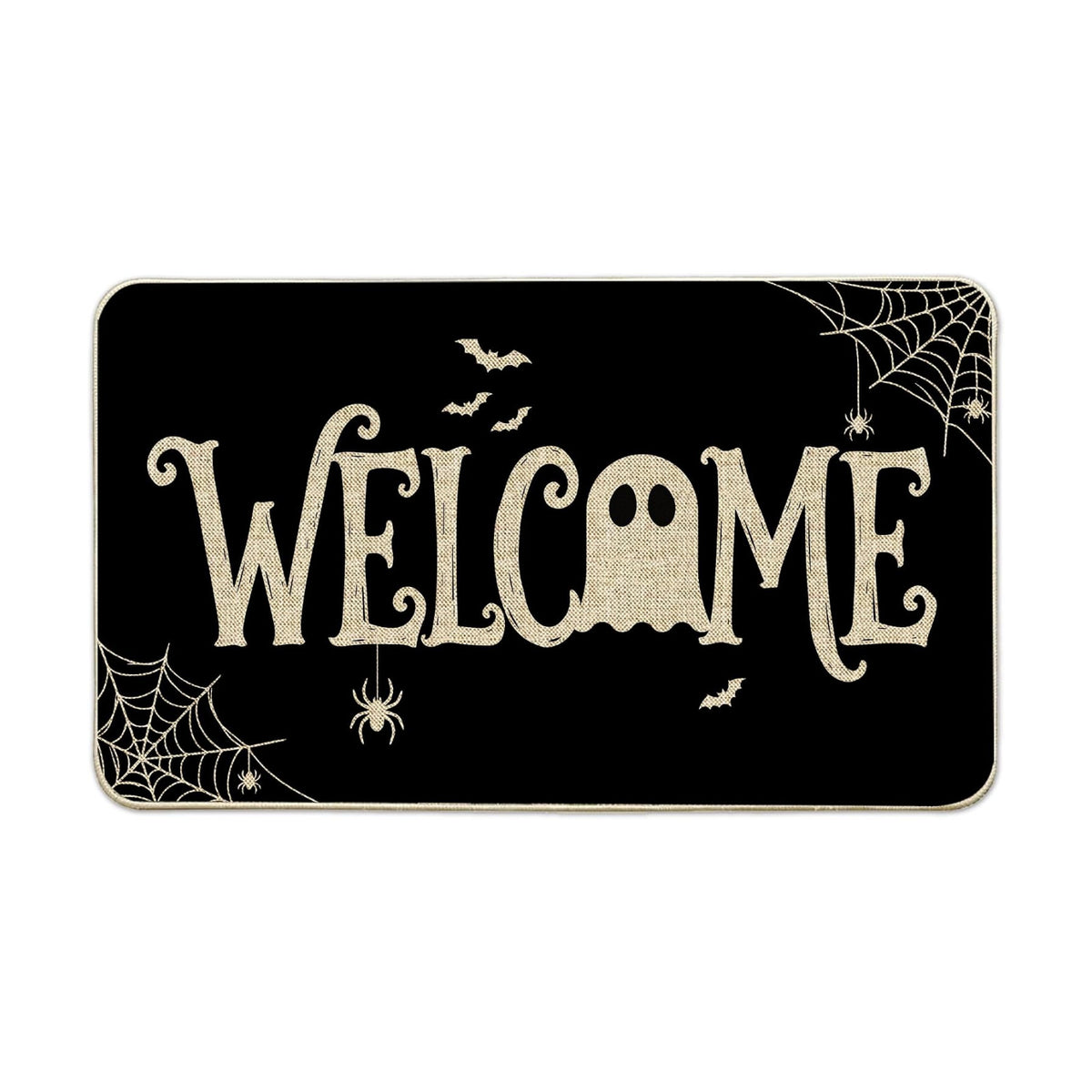 Hexagram Halloween Door Mat 17x29 Inch, Ghost Welcome Doormat