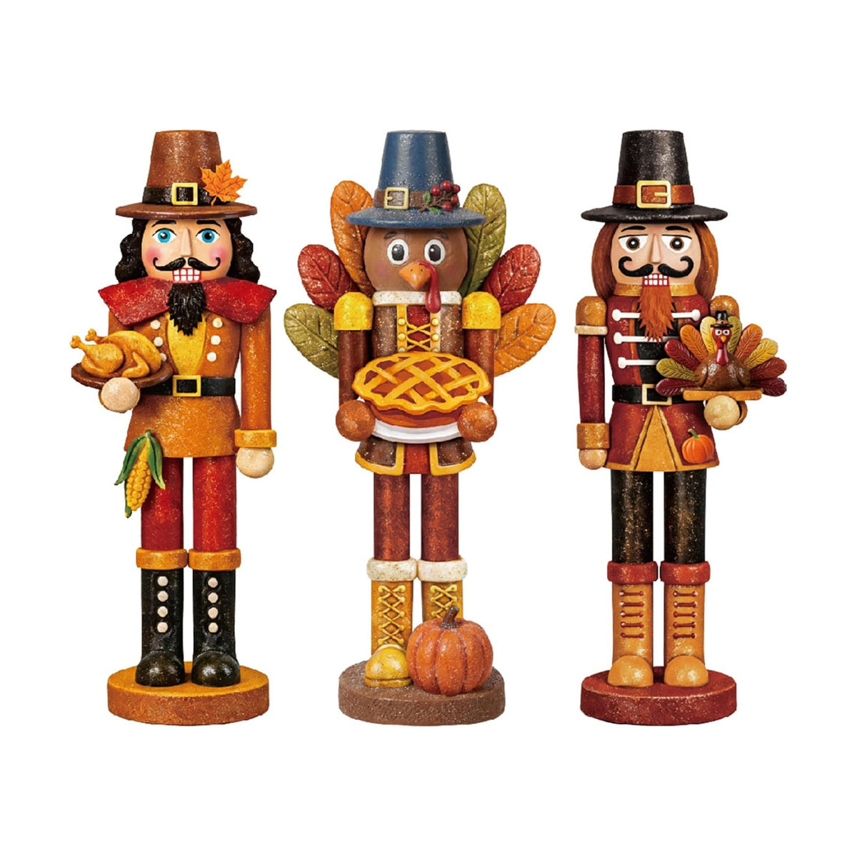 Simgoing 3 Pcs Fall Thanksgiving Nutcracker Turkey Figures Fall Table Decor