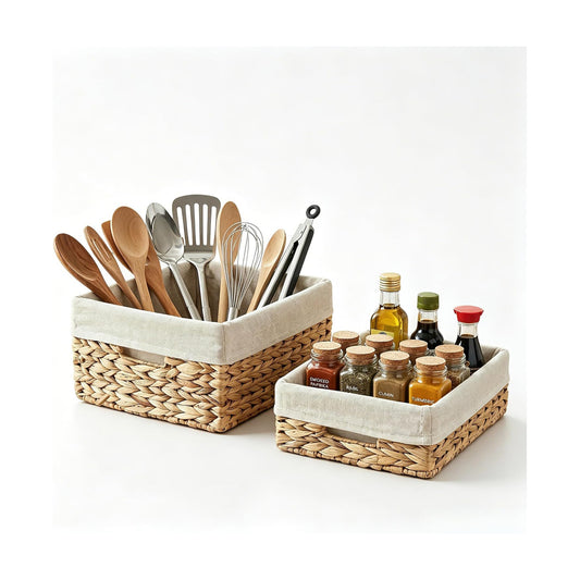 Hyacinth Woven Baskets / Set of 2