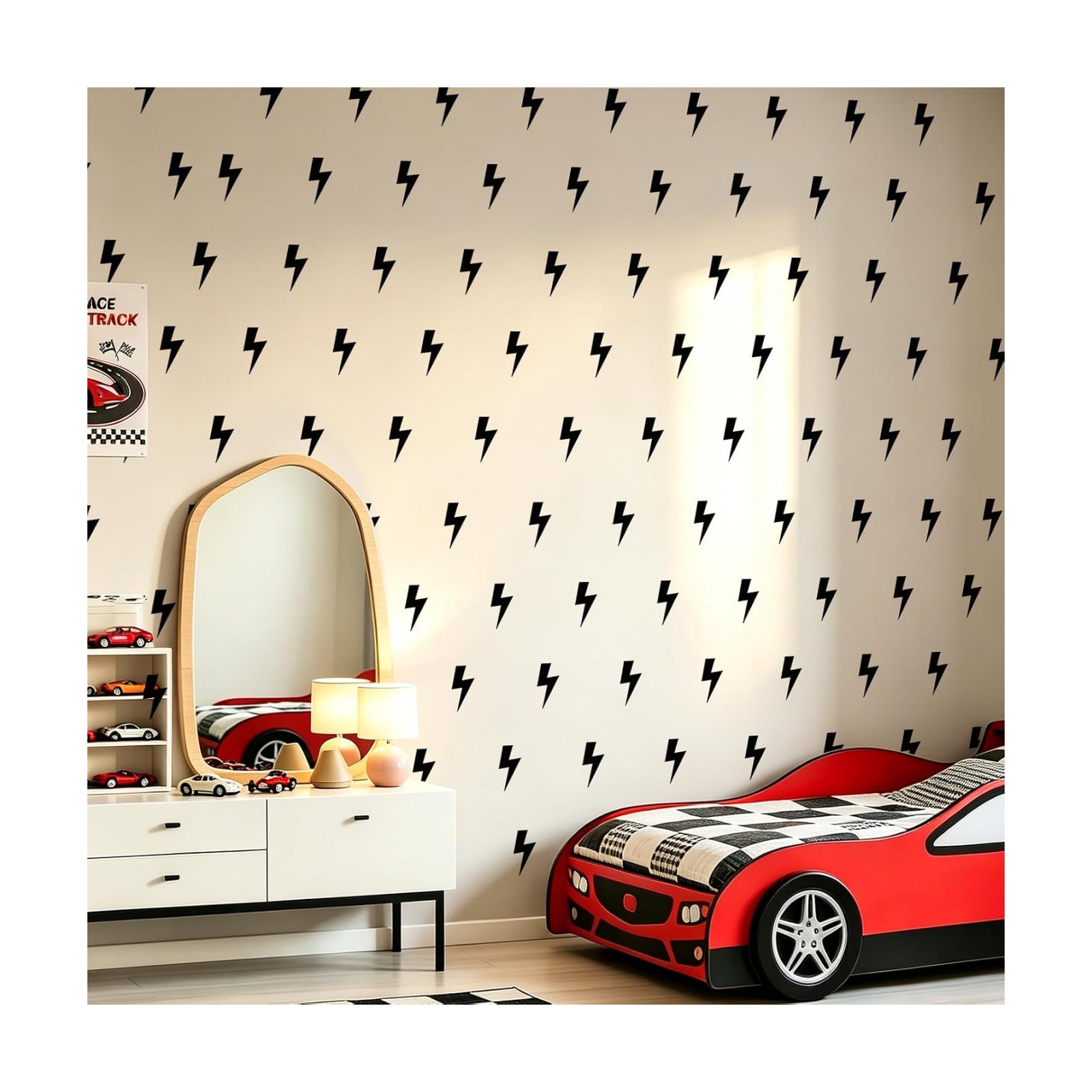 Lightning Bolt Wall Decals / Black / Set of 320