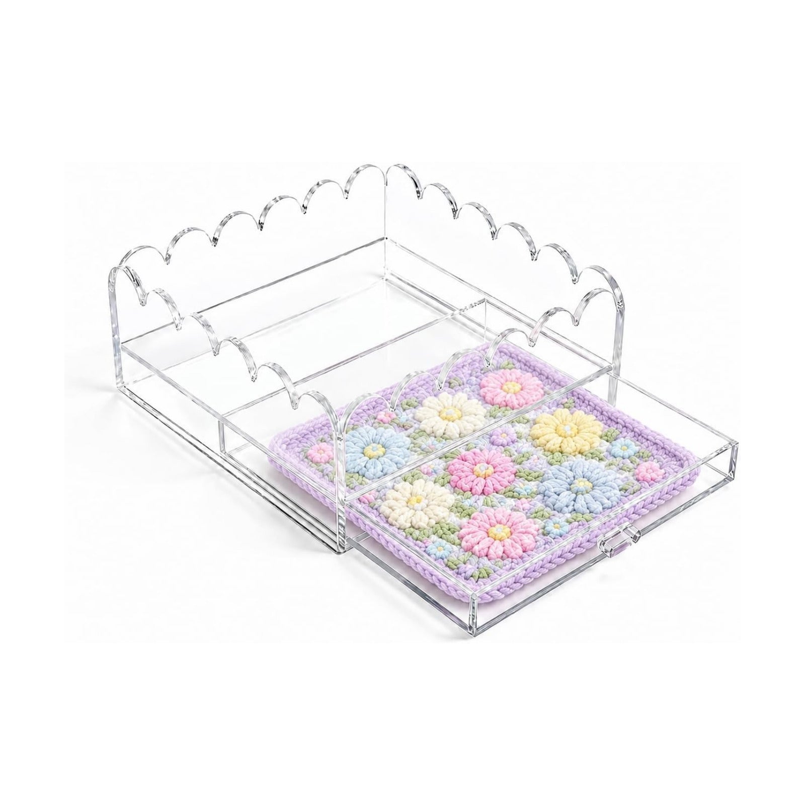 Acrylic Tray / Scalloped Acrylic Tray / 7*7*2.5in / Clear / 7 x 7