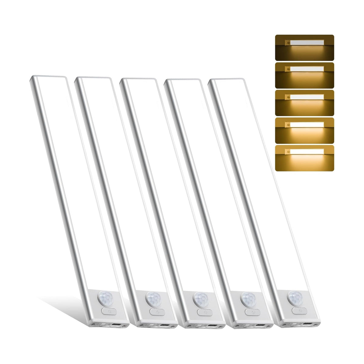 5 Pack Dimmable Under Cabinet Lighting, 32 LED Rechargeable Battery Motion Sensor Light Indoor, Stick On Magnetic