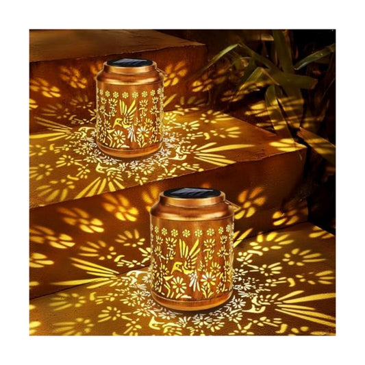 Brizled Hummingbird Solar Lantern Outdoor, 2 Pack Hanging Solar LED Lantern Waterproof, Warm White Outdoor Tabletop Lantern Lamp, Decorative Garden Lights for Patio Yard Porch Pathway Lawn Home Decor
