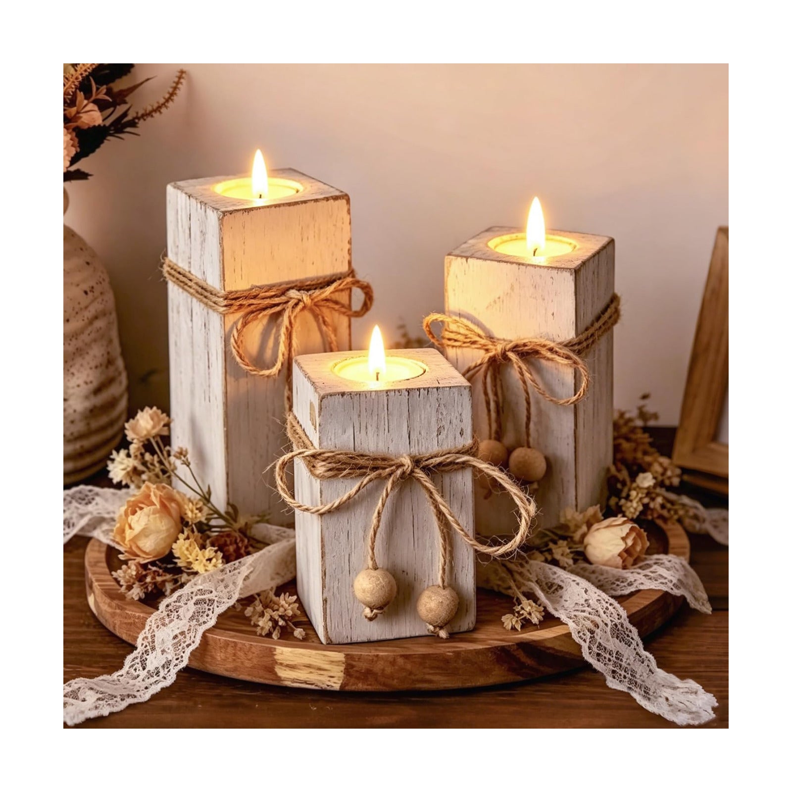 Flameless Candles Farmhouse Decor / Set of 6