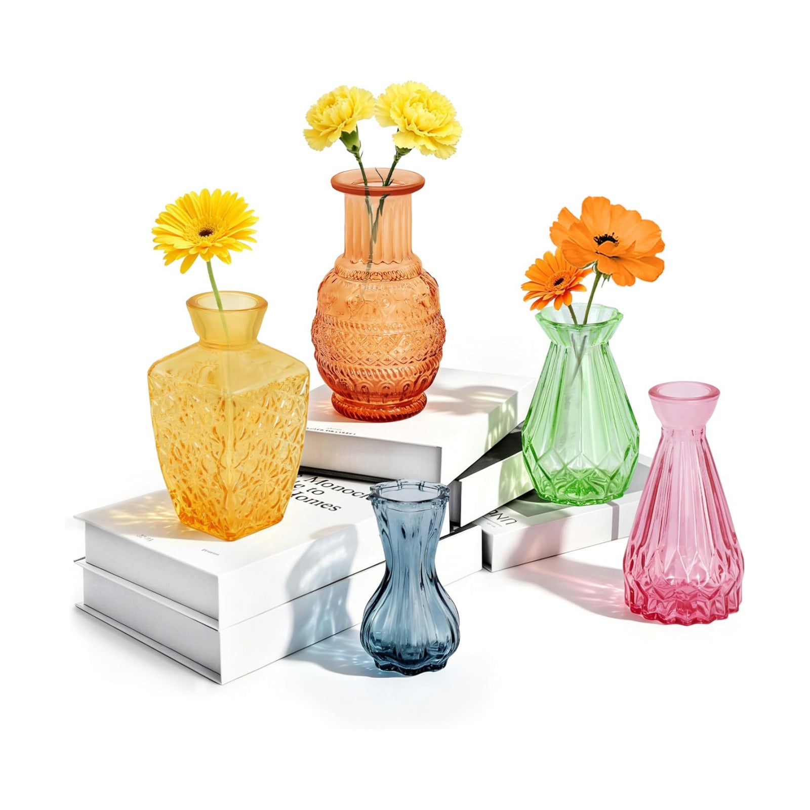 Glass Bud Vases in Bulk / Colorful / Set of 5