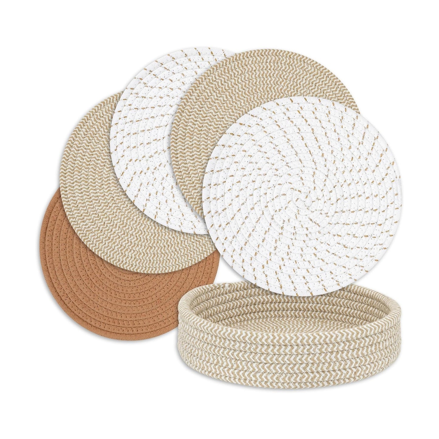 Storage Basket / Pot Holders Heat Resistant Mats / Mix Brown / Set of 5