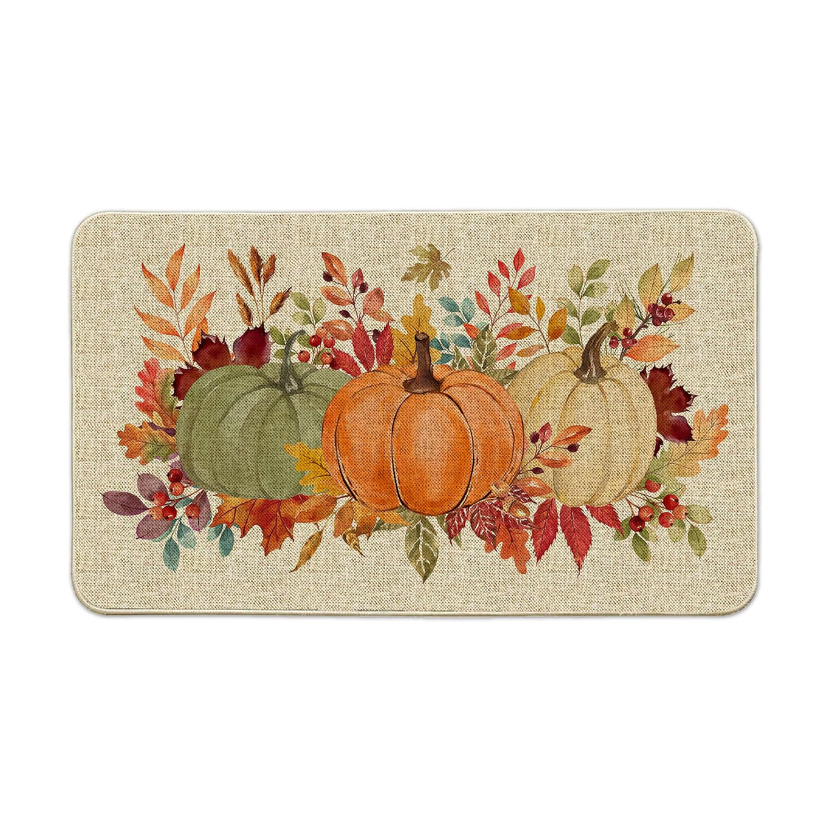 Hexagram Fall Door Mat 17x29 Inch, Orange Pumpkin Fall Doormat