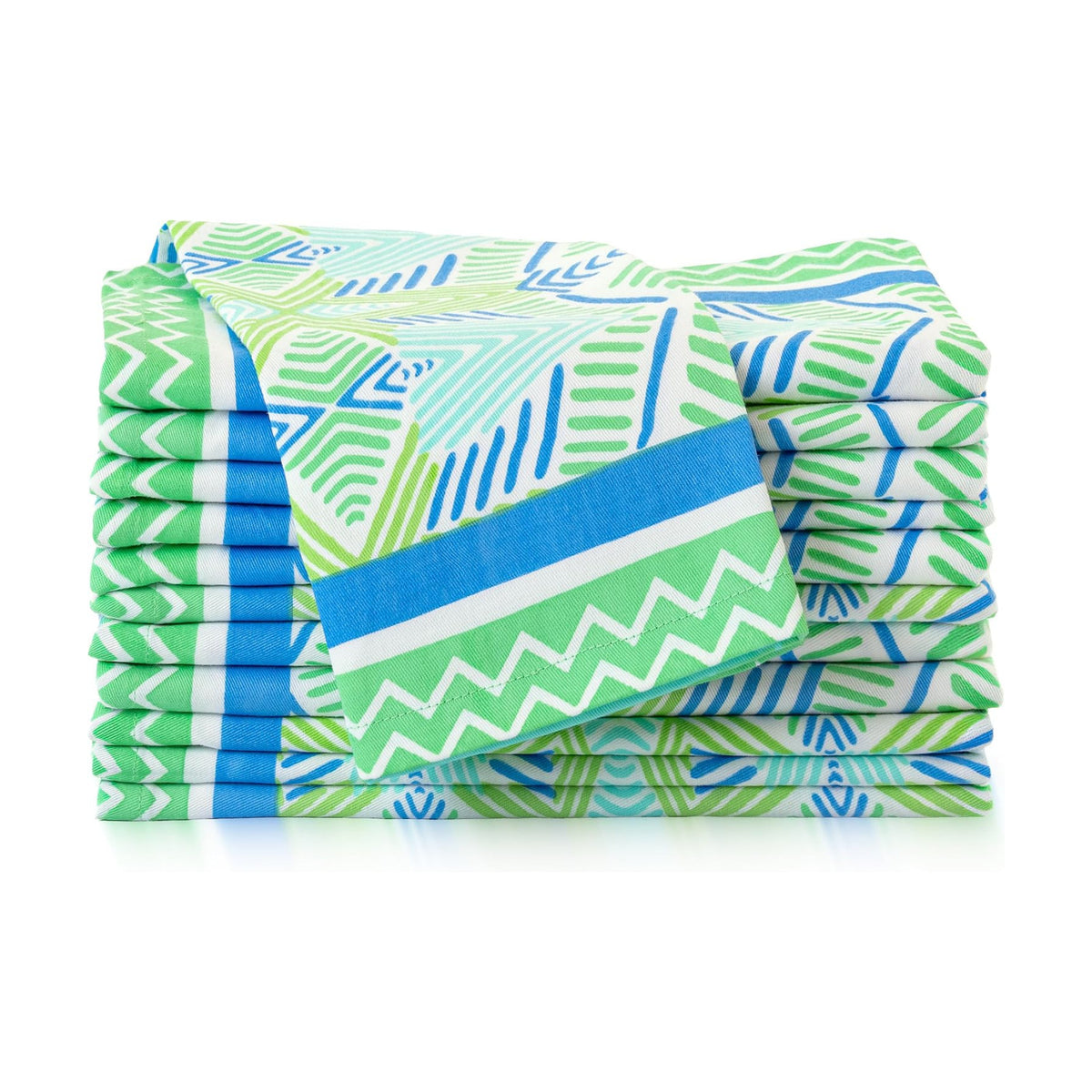 FINGERCRAFT Cloth Napkins Set of 12, 100% Cotton, 20x20 Inch, Blue Lagoon | Mitered corner, washable, soft, absorbent