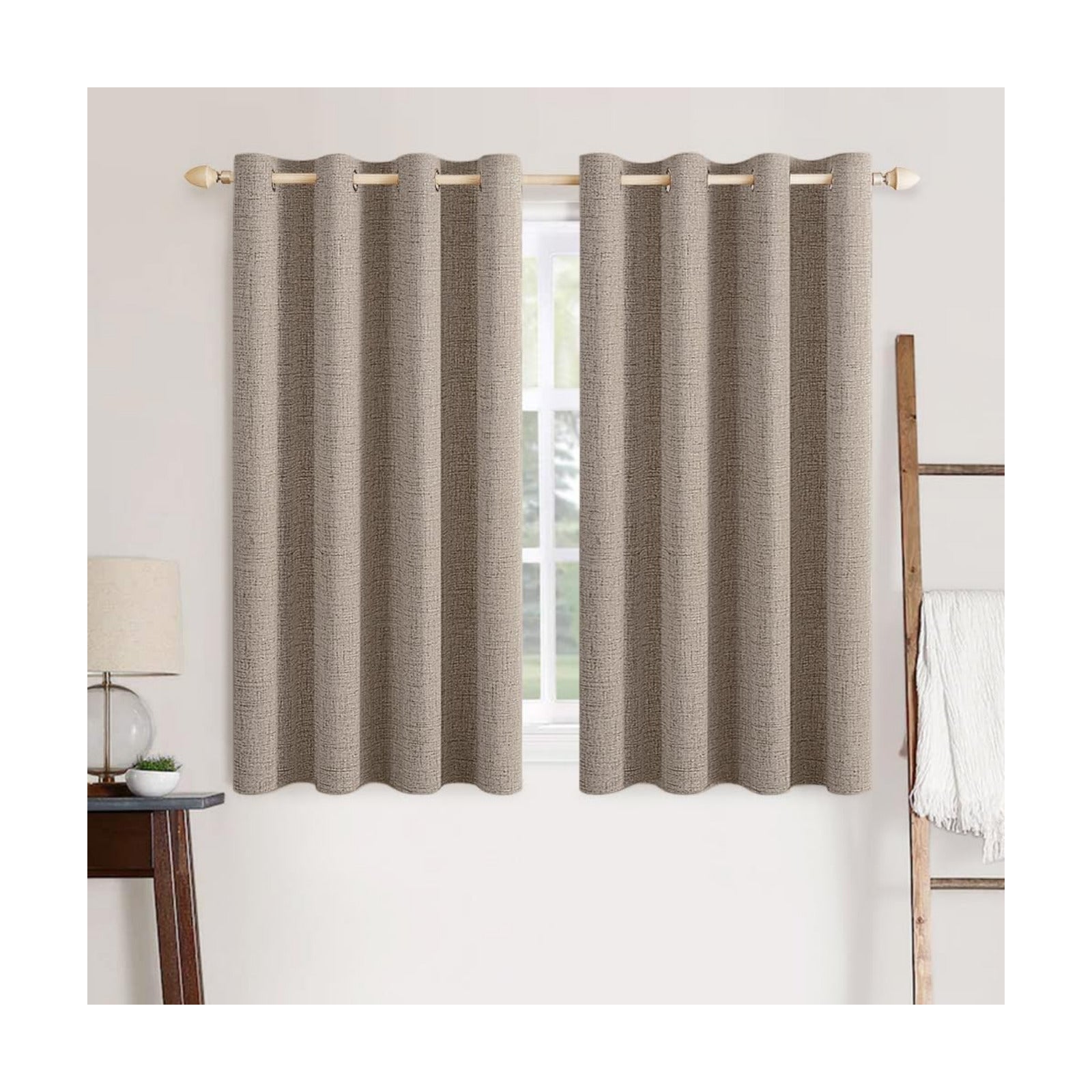 MIULEE 100% Blackout Linen Curtains for Bedroom 52x45 Inches Linen
