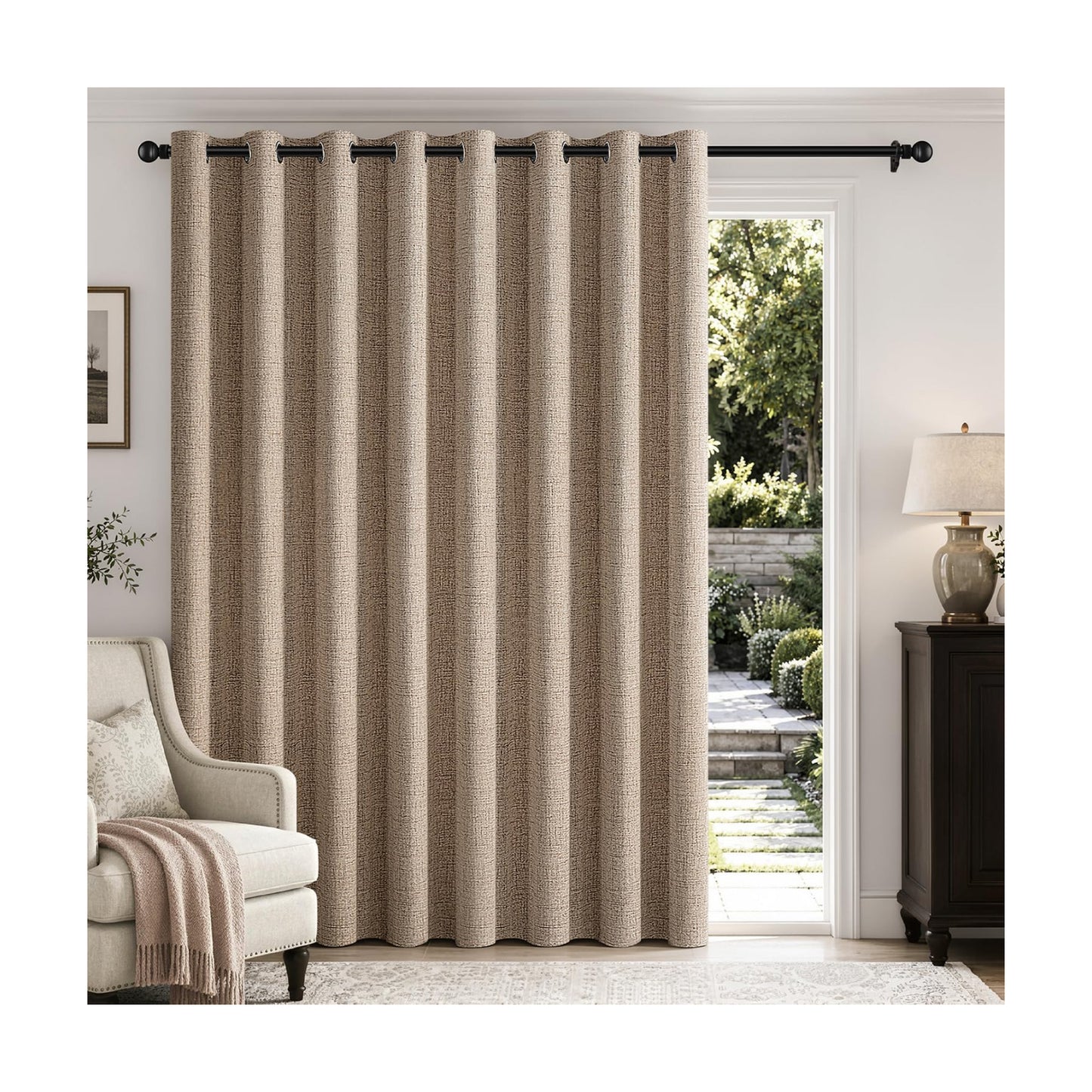 MIULEE Extra Wide 100% Blackout Linen Curtains 100x96 Copper Brown