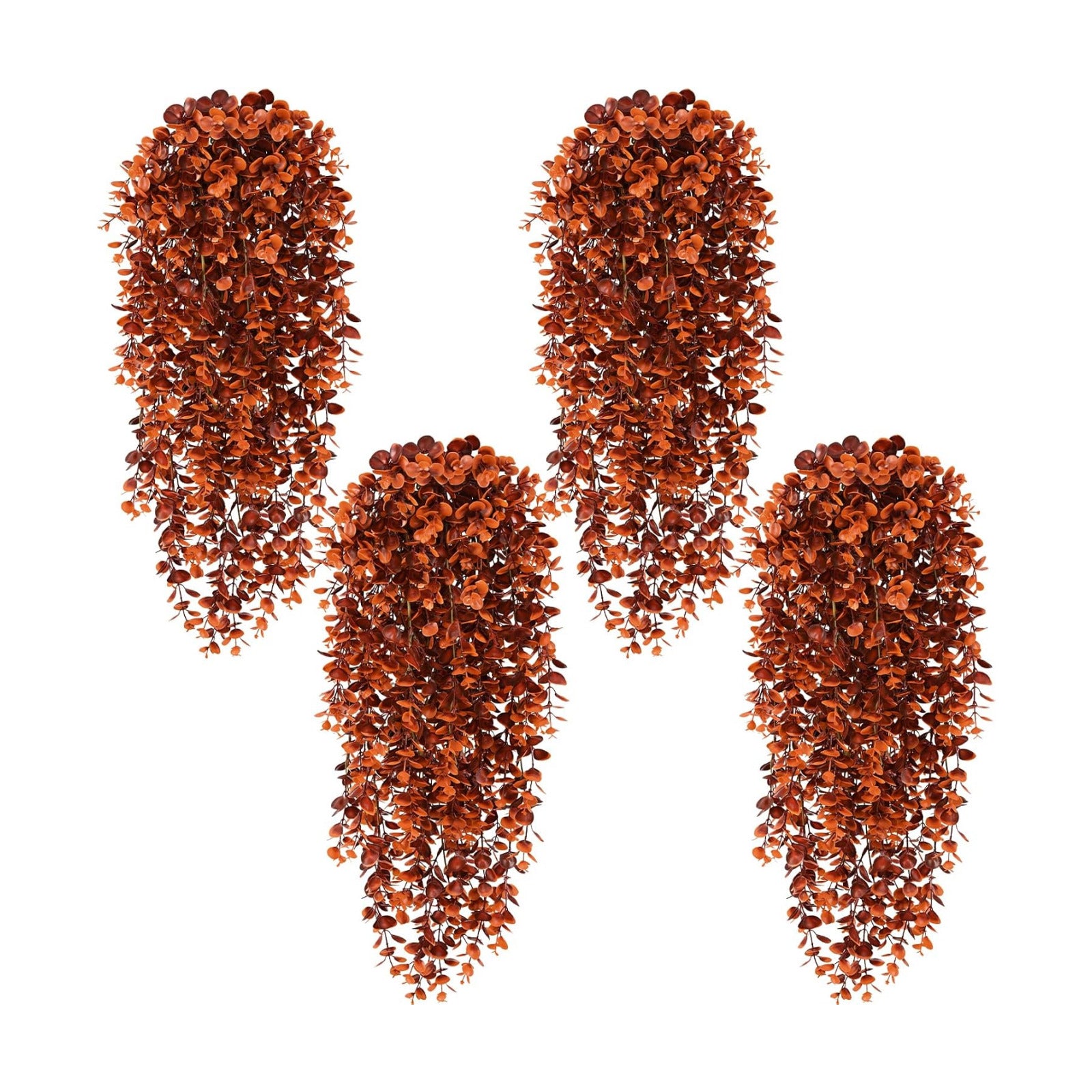Waipfaru 4Pcs Fake Hanging Plants, Red-Brown Eucalyptus Fake Vines Ivy