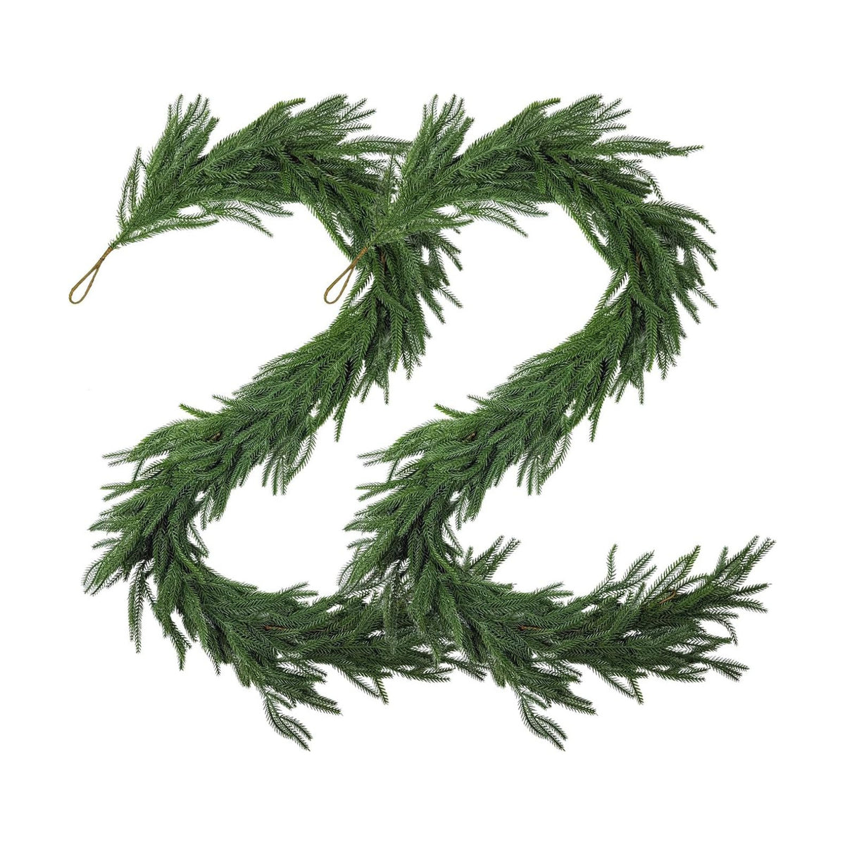 2Pcs 6ft Real Touch Christmas Cedar Garland，Norfolk Pine Garland