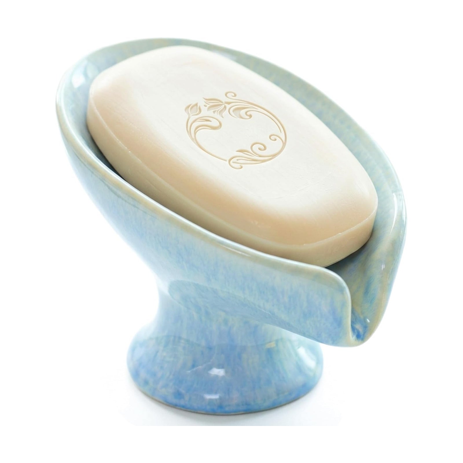Glacier Leaf Self Draining Bar Soap Holder / Blue