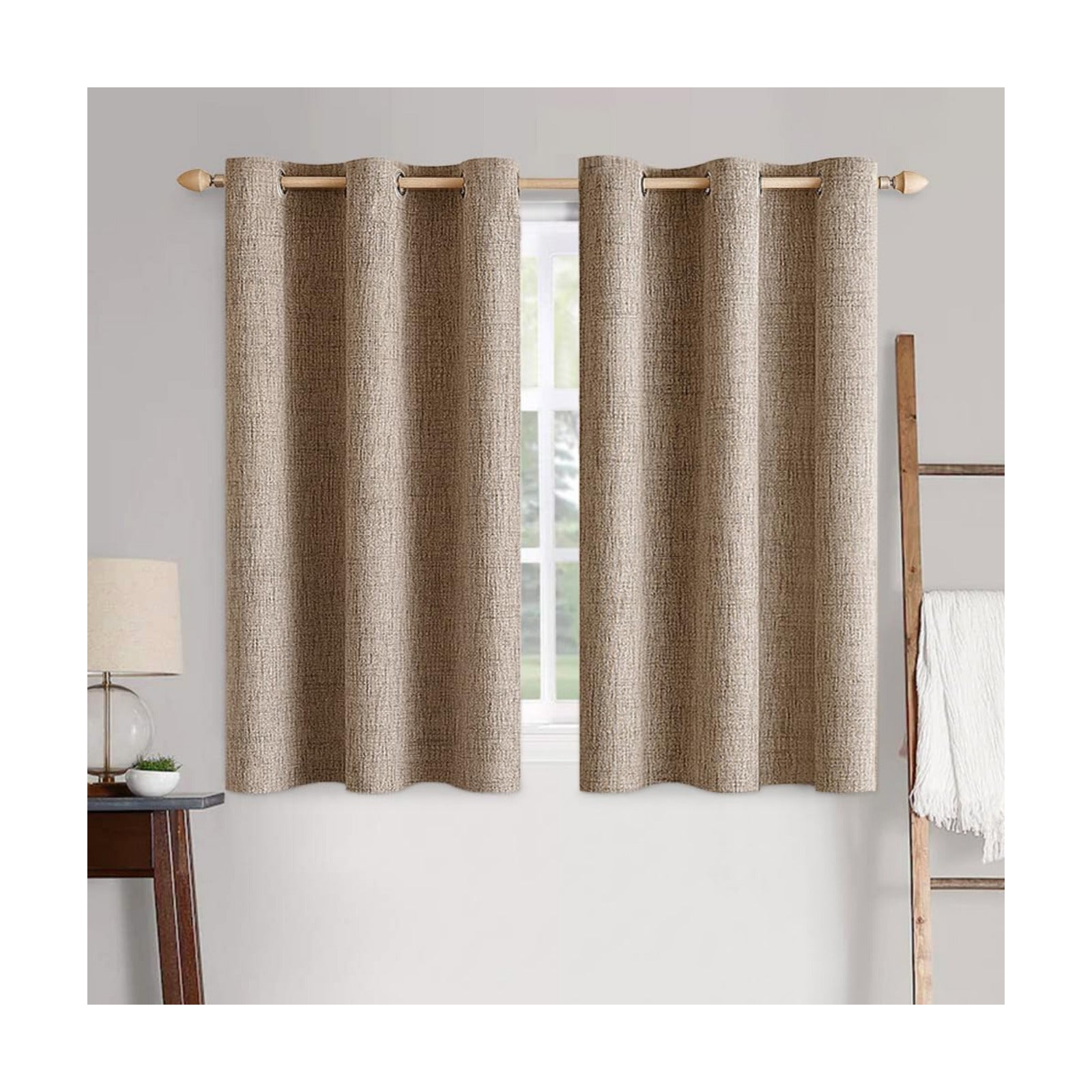 MIULEE 100% Blackout Linen Curtains for Bedroom 42x54 Inches Copper Brown