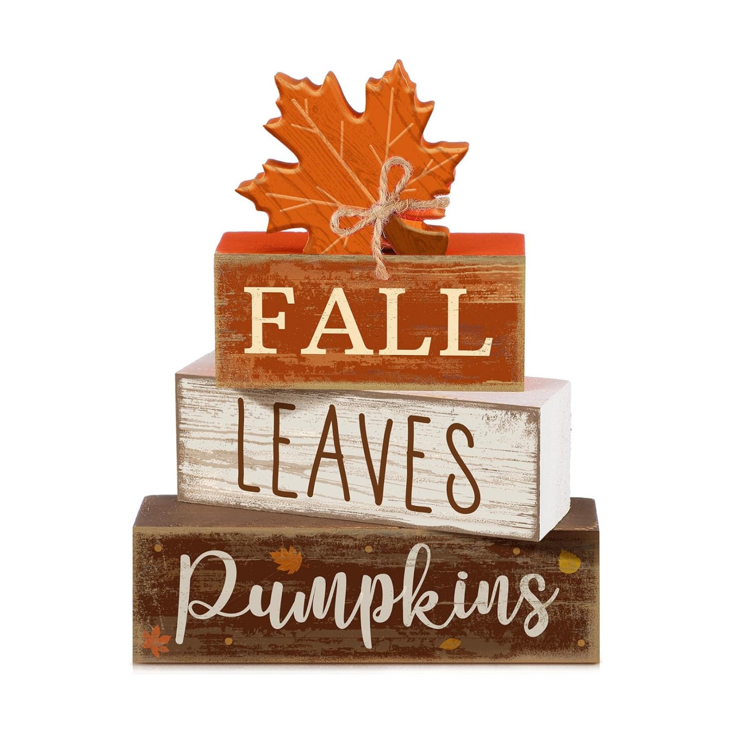Lineshading 4 Pcs Fall Wood Block Signs Farmhouse Tabletop Decor Pumpkin
