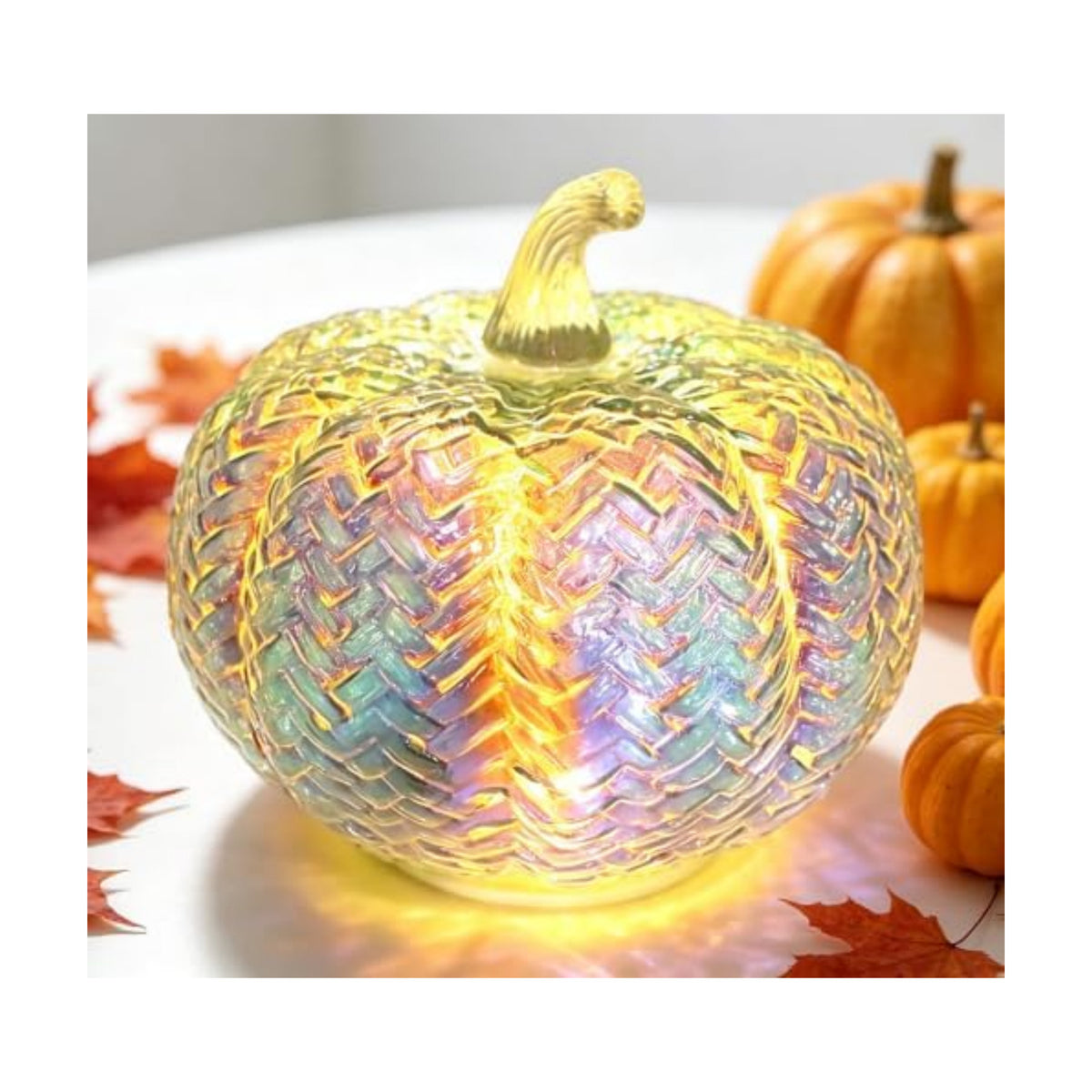 Fall Decor,Mercury Glass Light up Pumpkin Lights with Timer(Colorful)