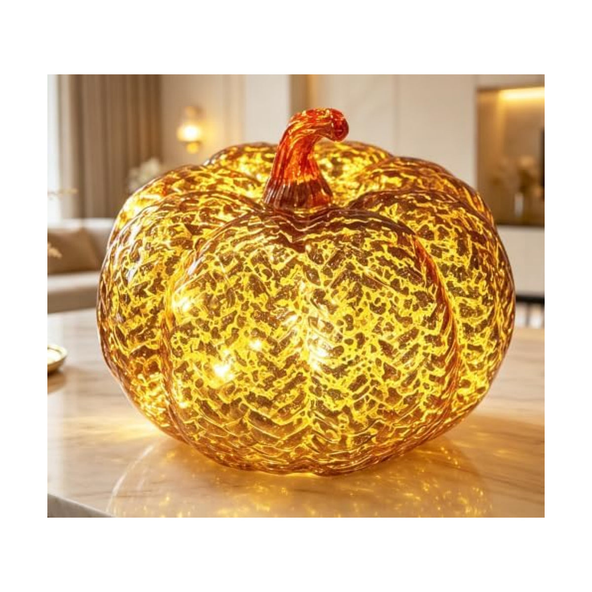 Fall Decorations for Home,Mercury Glass Pumpkin Lights with Timer(Orange)