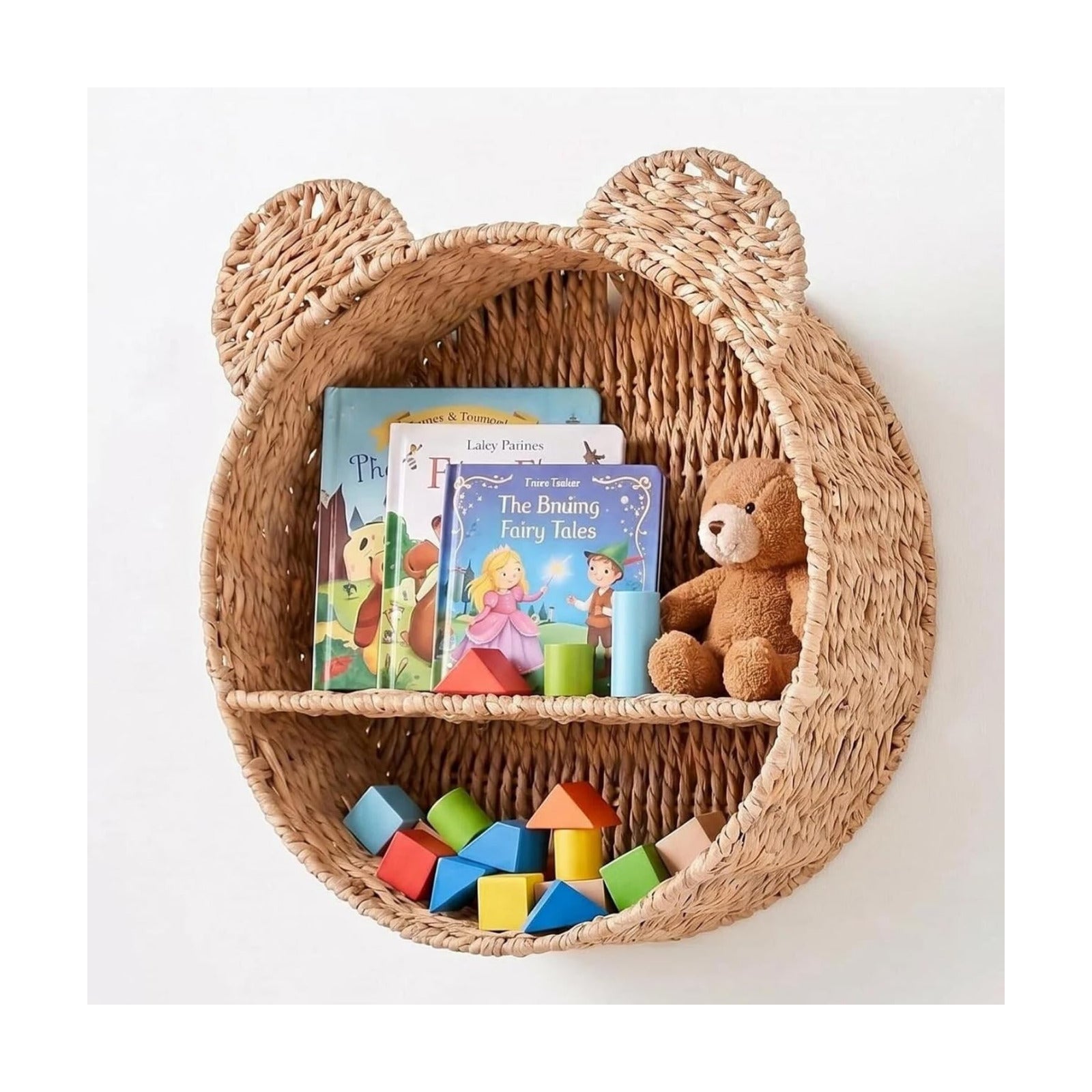 Handwoven Bear Wall Basket for Kids Room