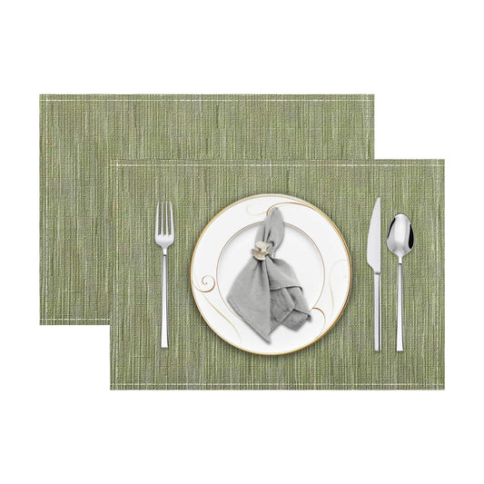 Niviy Green Placemats Set of 2, 12x18 Inch Washable Easy to Clean Heat-Resistant Anti-Skid Sage Green Placemats for Holiday Party Kitchen Dining Room Decoration