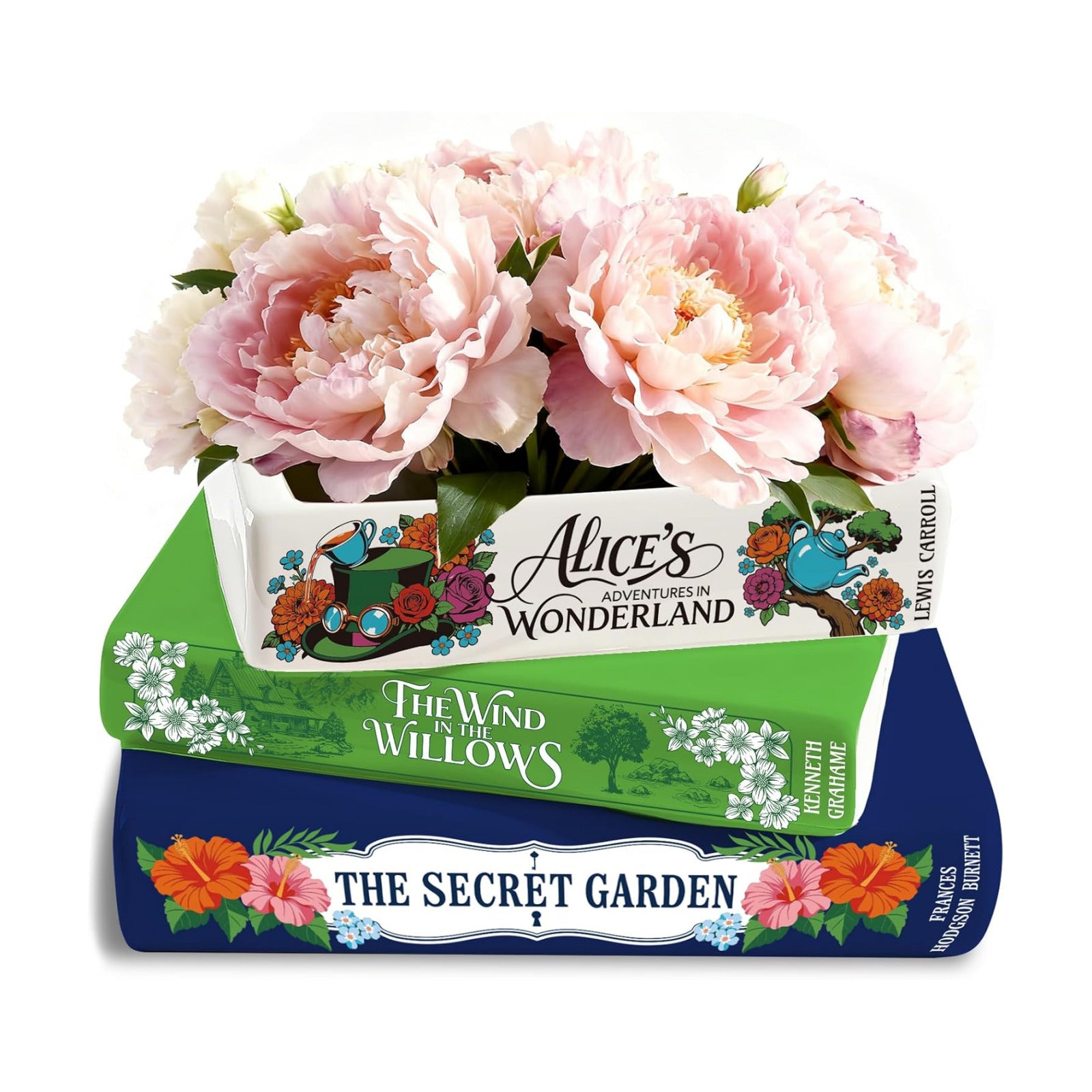Small Book-Shaped Ceramic Planter for Flowers / Navy Green
