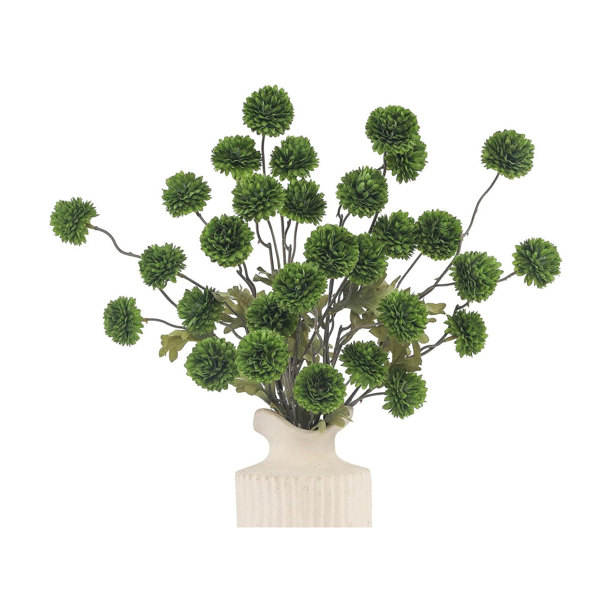 DuHouse 9pcs Faux Silk Pompon Mum Small Chrysanthemum Ball Green