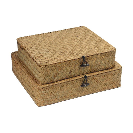 Wicker Basket / Woven Basket for Storage / Seagrass / Small+large / Set of 2