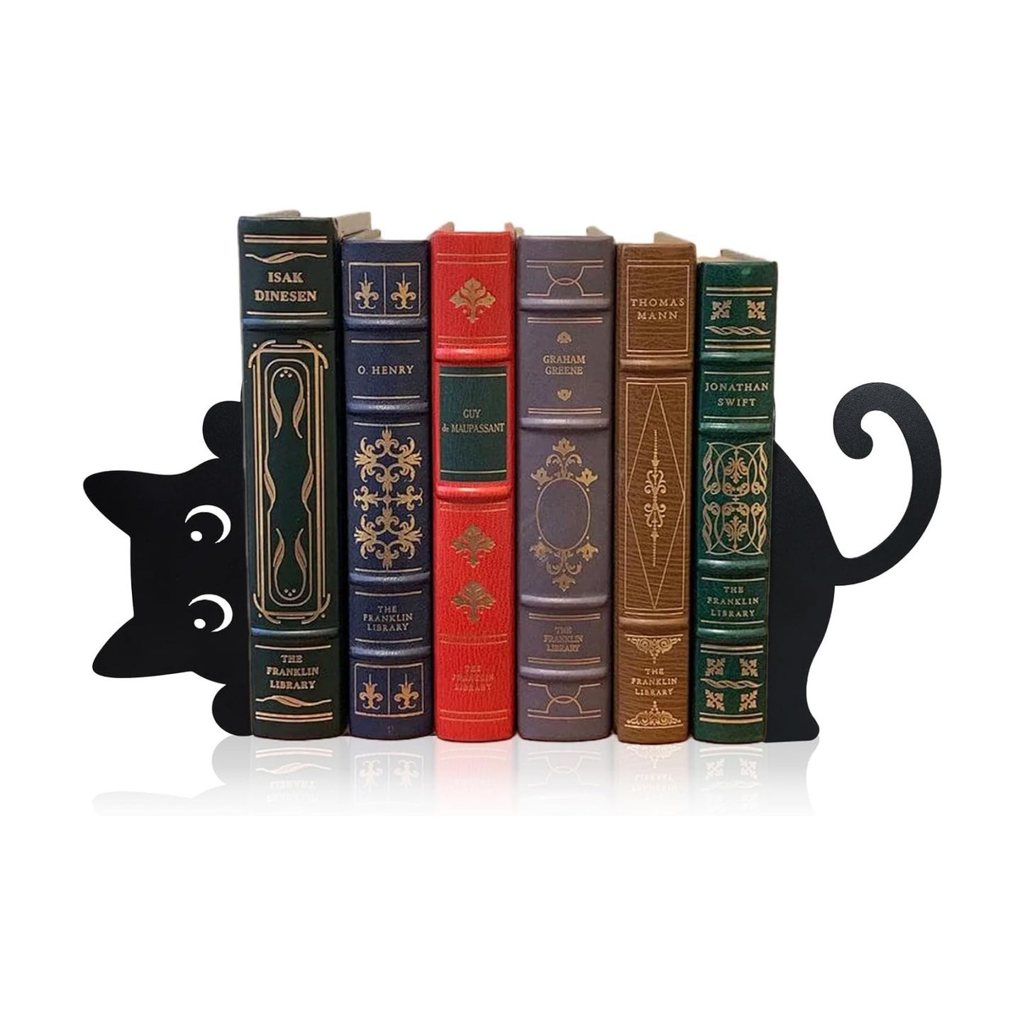 Peeping Cat Metal Bookends Cat Book Ends / Black / Set of 2