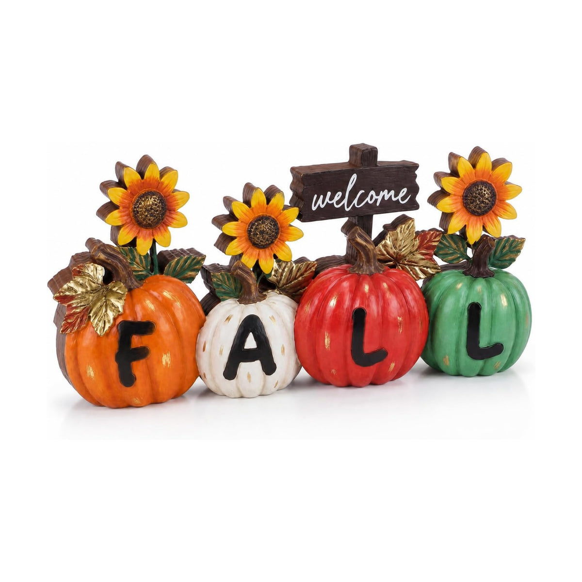 Amyhill Fall Pumpkin Table Decorations for Home Fall Letter Pumpkin with Sunflower Wooden Pumpkins Tabletop Sign for Autumn Thanksgiving Shelf Mantel Tiered Tray Table Decoration Party Supplies