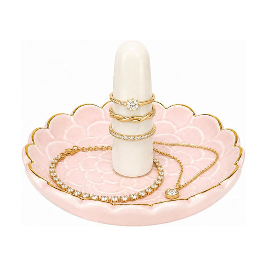 Ceramic Ring Dish Jewelry Tray / Flowers / Pink