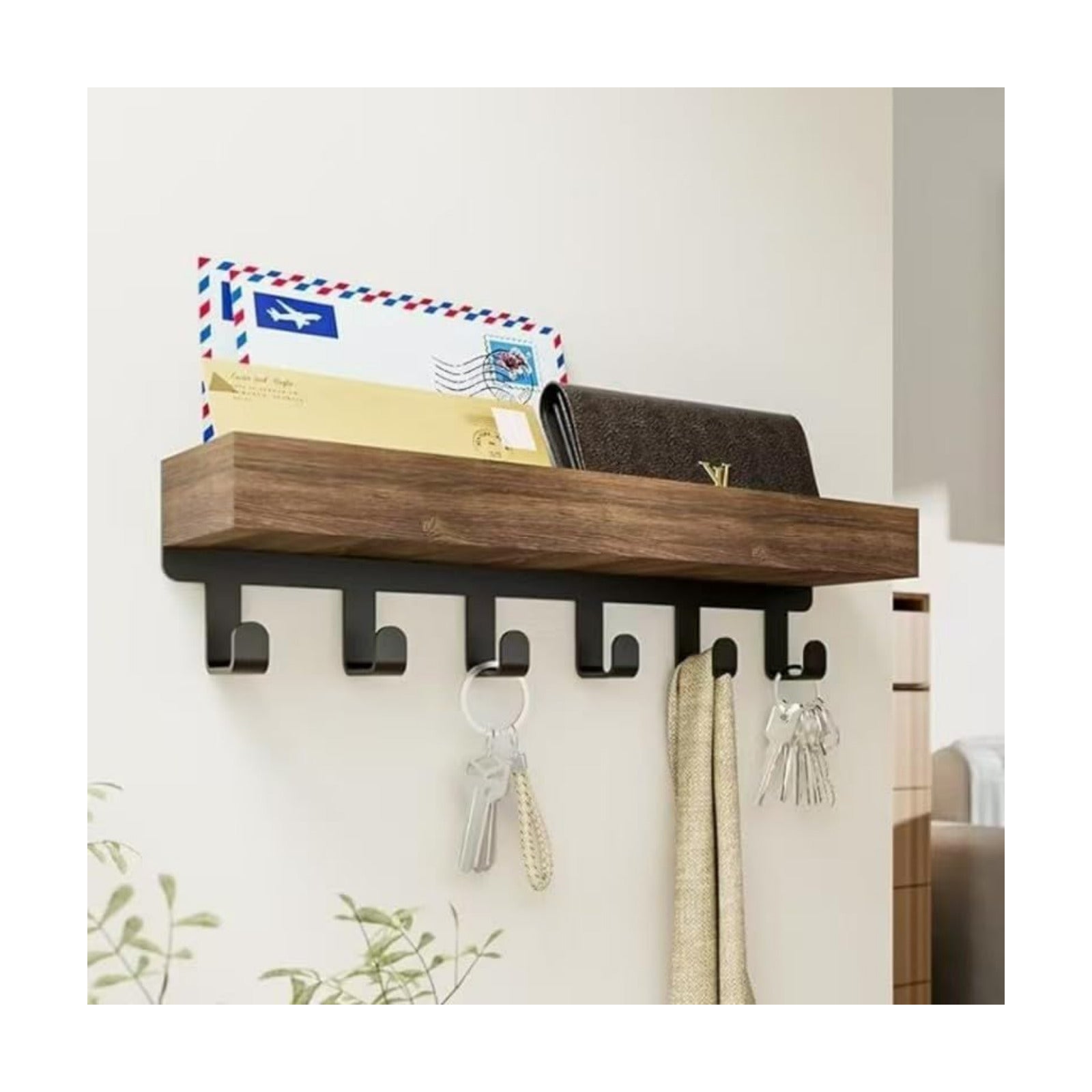Wall Mount Key Holder / Natural Wood