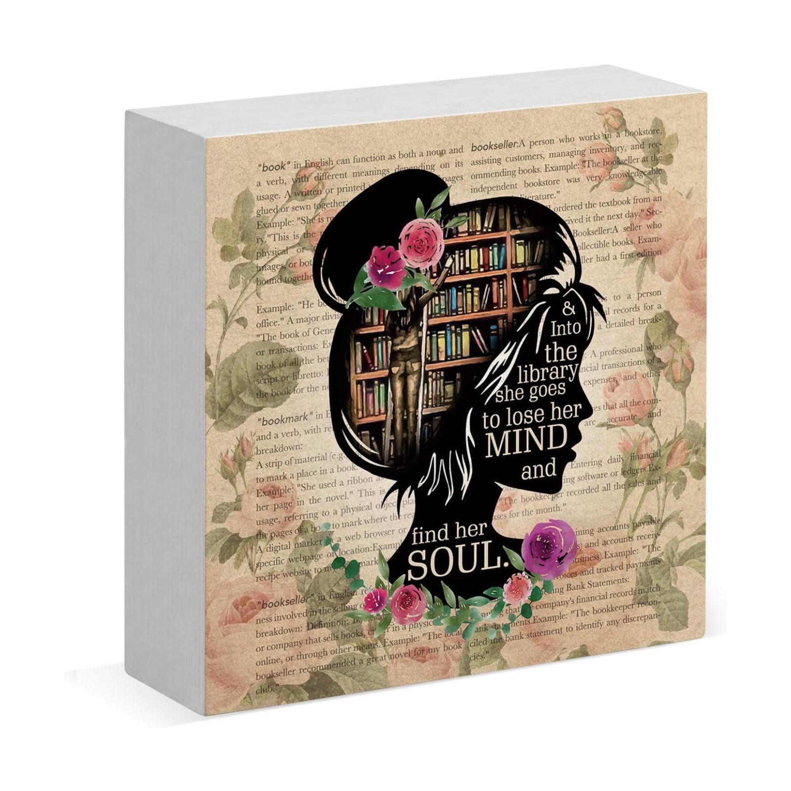 Book Lover Women Wood Box Sign Desk Decor Gifts for Friends