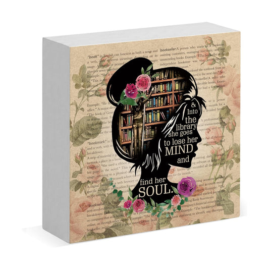Book Lover Women Wood Box Sign Desk Decor Gifts for Friends