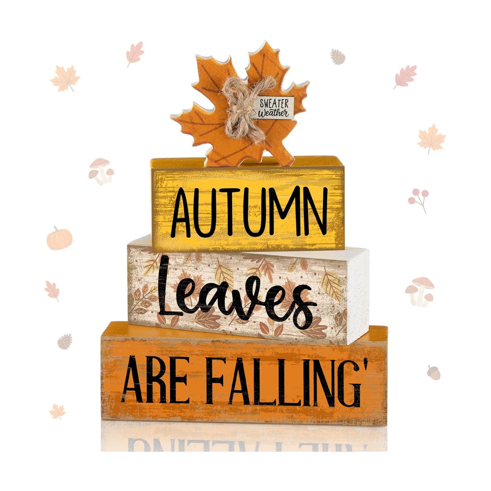 Lineshading 4 Pcs Fall Table Decorations Wooden Autumn Maple Leaf Decor