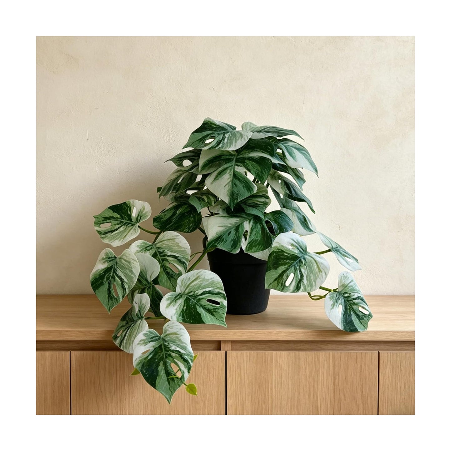 Faux Ivy Hanging Plant / White and Green