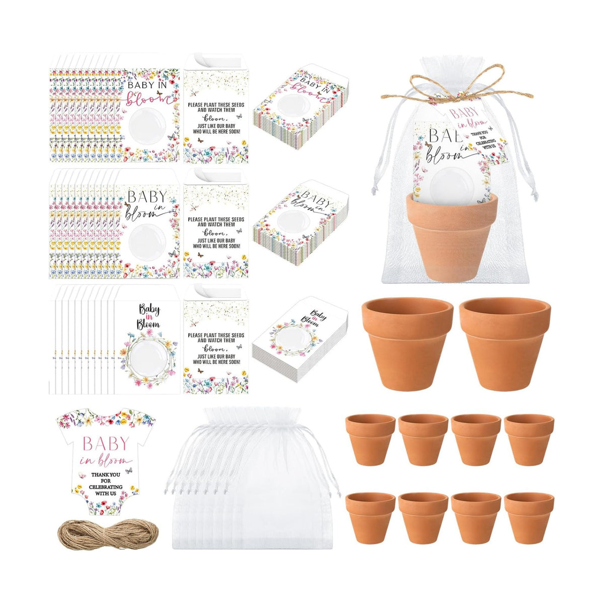 Reallnaive 24 Sets Baby Shower Party Favors Baby in Bloom Seed Packets